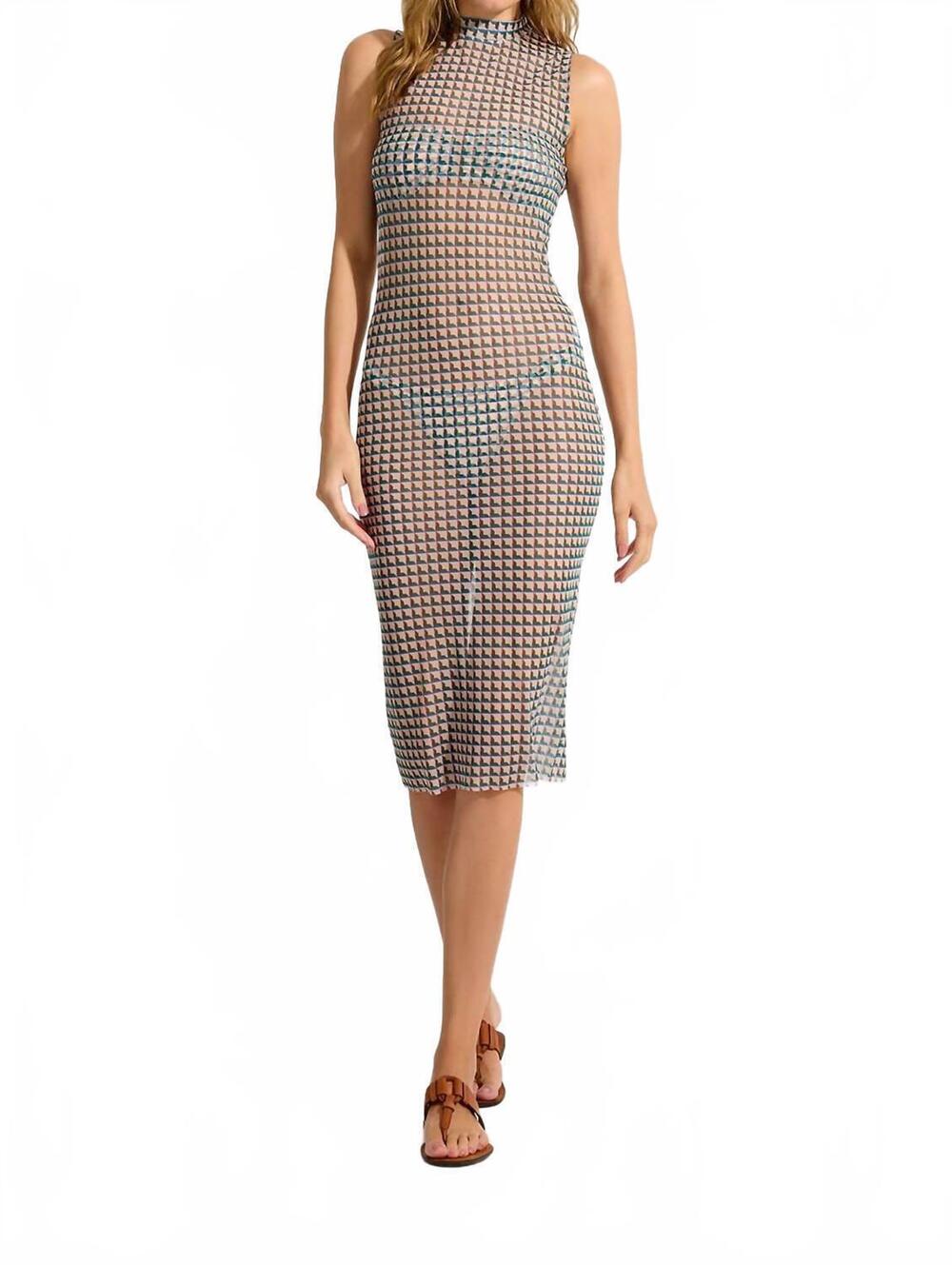 NEW LENNY NIEMEYER sleeveless tulle midi dress in mini cubes
